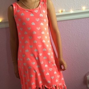 Pink dress with white hearts